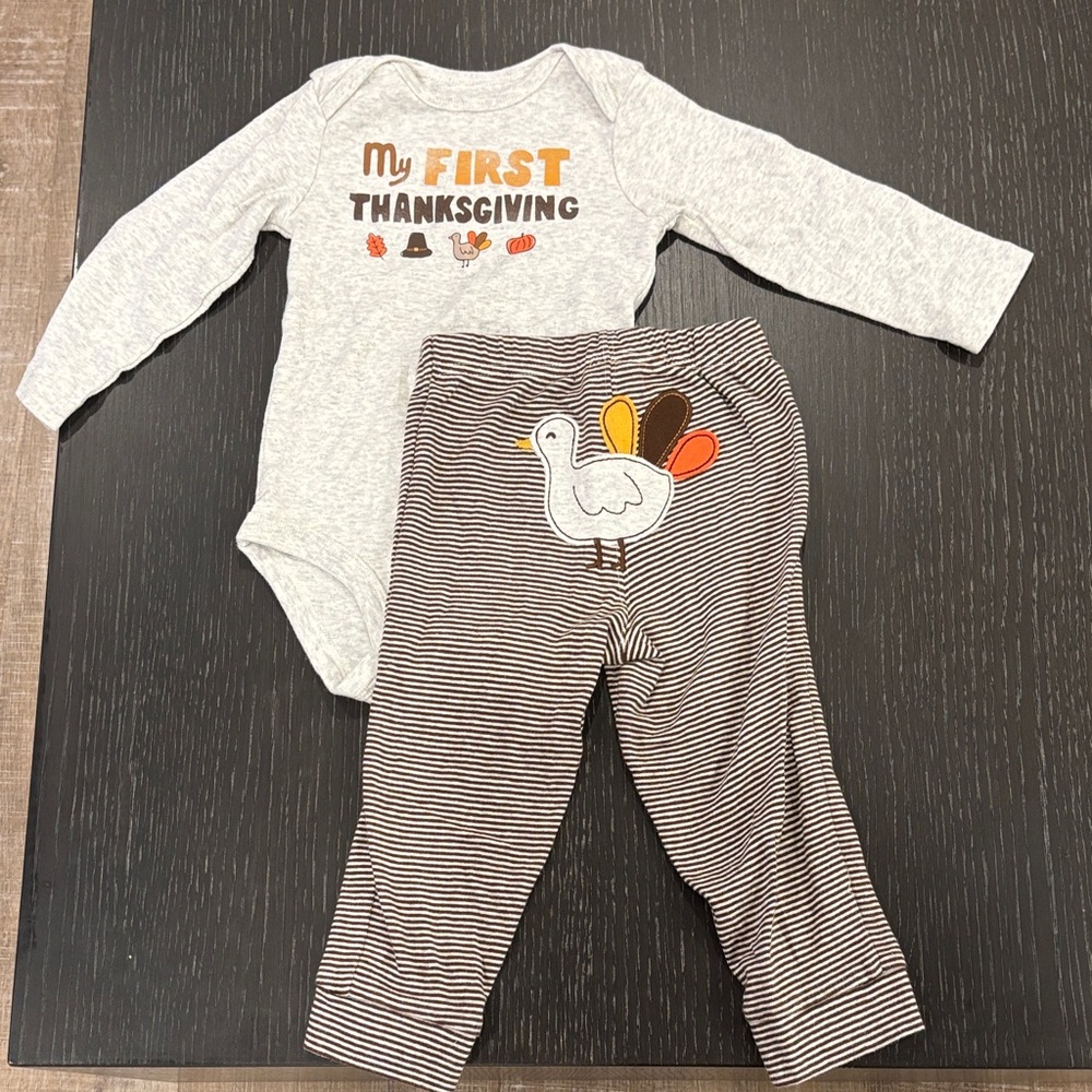 Carter's Gray Thanksgiving Baby Outfit 🦃